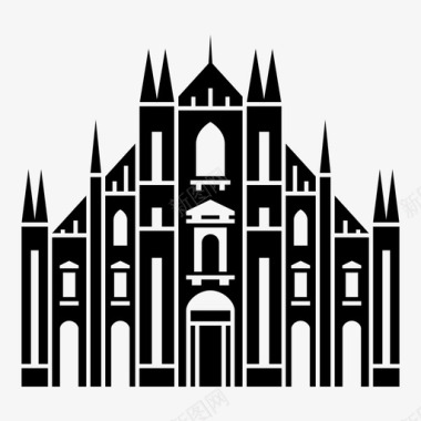 米兰大教堂欧洲哥特式图标图标