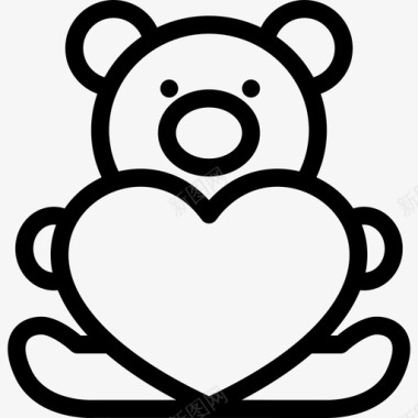 泰迪熊与心动物我们的婚礼图标图标