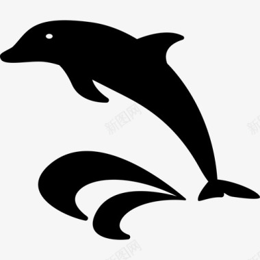 海豚和大海动物和平与爱图标图标