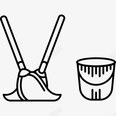 卫生用品扫帚水桶图标图标