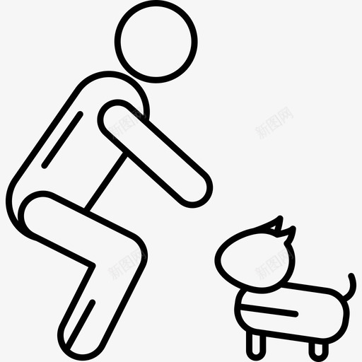 人和狗行为超薄图标svg_新图网 https://ixintu.com 人和狗 行为 超薄