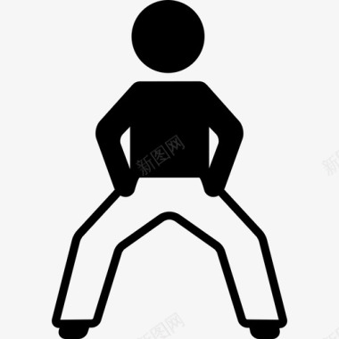 男人张开双腿的姿势运动瑜伽图标图标