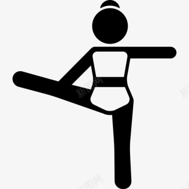 女孩站起来伸展右腿运动瑜伽图标图标