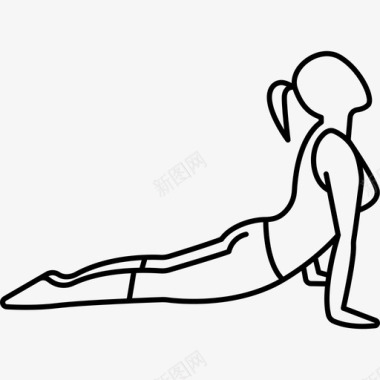 女人躺下抬头运动瑜伽和普拉提图标图标