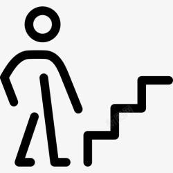 线性小人爬楼梯人的生命线性的图标高清图片