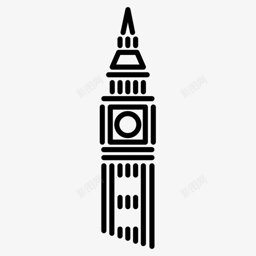 大本钟建筑地标图标svg_新图网 https://ixintu.com 伦敦 地标 大本钟 建筑 线性地标 英国