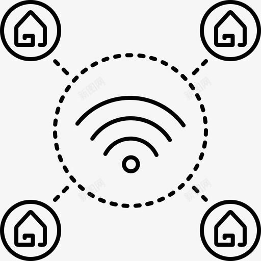wifi家庭连接网络图标svg_新图网 https://ixintu.com wifi家庭 网络 连接