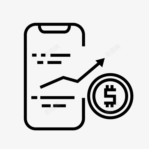 电话图表货币数字图标svg_新图网 https://ixintu.com ico iphone 加密货币 数字 比特币 电话图表 矿业 货币