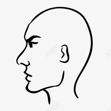 男人脸秃顶手绘男人脸图标图标