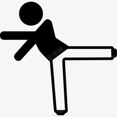 左腿踢腿运动瑜伽图标图标