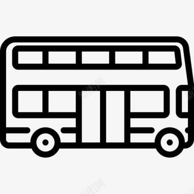 大型双层巴士市区直线图标图标