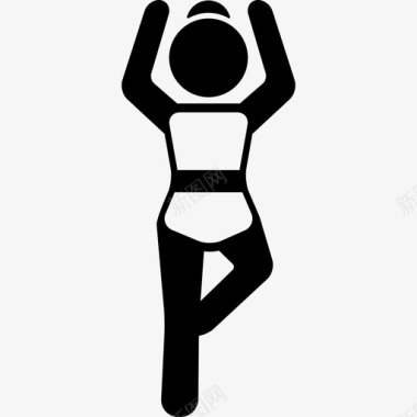 膝盖弯曲站立的女孩运动瑜伽图标图标