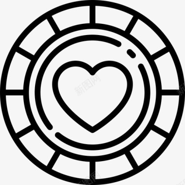 心脏芯片赌场直线型图标图标