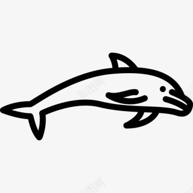 海豚跳跃动物群直线型图标图标