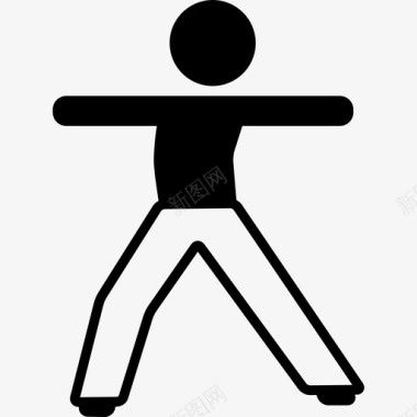 男孩伸展身体运动瑜伽图标图标