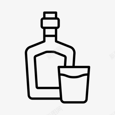 波旁威士忌酒瓶子图标图标