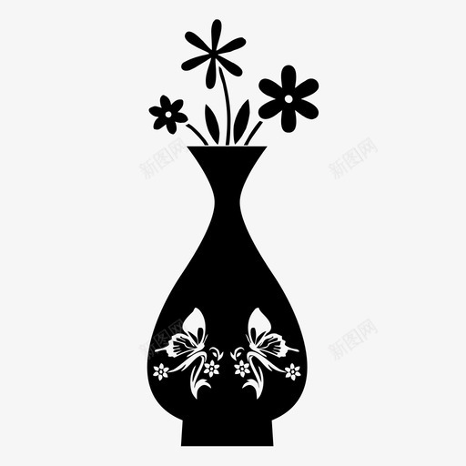 花瓶装饰品花图标svg_新图网 https://ixintu.com 器皿 花 花园 花瓶 装饰品 陶器