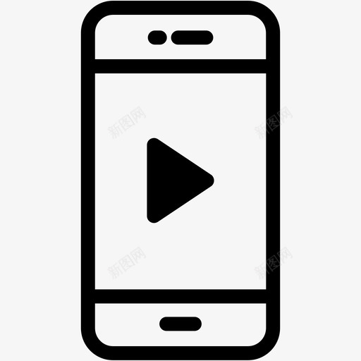 播放手机设备图标svg_新图网 https://ixintu.com 手机 播放 智能手机 考拉表情线 设备