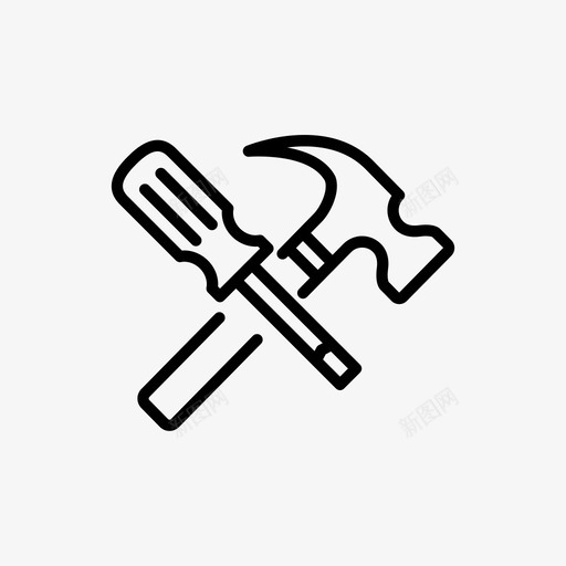 锤子和螺丝刀固定修理图标svg_新图网 https://ixintu.com 修理 固定 工具 建筑 锤子和螺丝刀