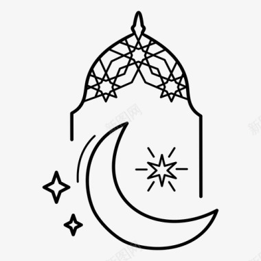 斋月斋月阿拉伯图案新月图标图标