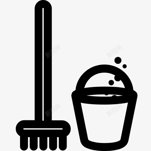 拖把和桶扫帚桶图标svg_新图网 https://ixintu.com 扫帚 拖把和桶 桶 清洁
