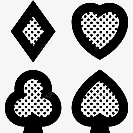 扑克赌场俱乐部图标svg_新图网 https://ixintu.com 俱乐部 扑克 粗轮廓点 红桃 赌场 钻石 黑桃