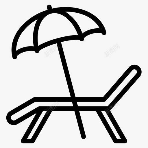躺椅海滩休息室图标svg_新图网 https://ixintu.com 休息室 夏季 夏季轮廓 日光浴 海滩 躺椅