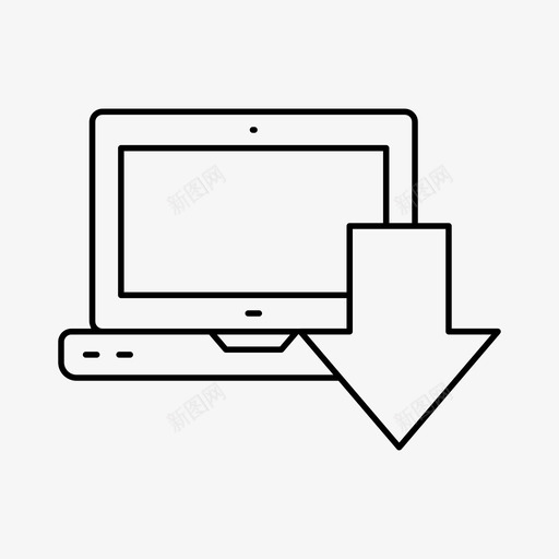 数据向下箭头图标svg_新图网 https://ixintu.com 下载 向下箭头 数据 文件 笔记本电脑 笔记本电脑精简 网络