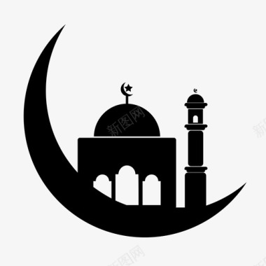 斋月伊斯兰教月亮图标图标