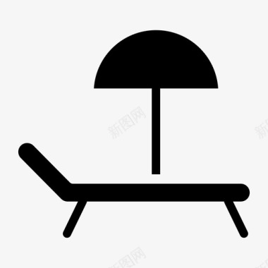 日光浴休息室雨伞图标图标