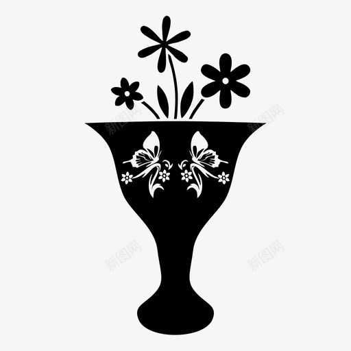 花瓶装饰品花图标svg_新图网 https://ixintu.com 器皿 花 花园 花瓶 装饰品 陶器