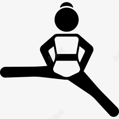 女人伸展右腿人瑜伽图标图标