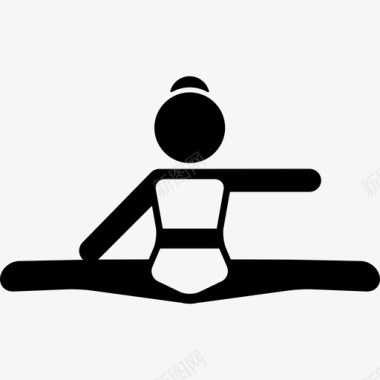 女性伸展腿和手臂运动瑜伽图标图标