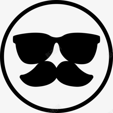 胡子酷表情符号眼镜图标图标