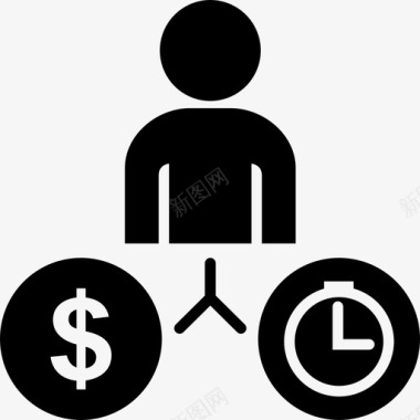 时间和金钱时钟人图标图标