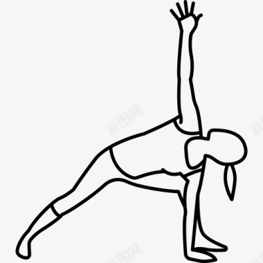 妇女伸展手臂和弯曲双腿运动瑜伽和普拉提图标图标