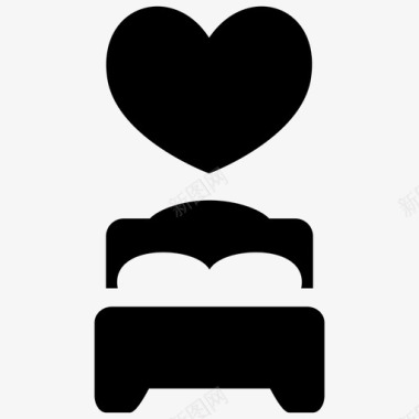 浪漫情侣床卧室心图标图标