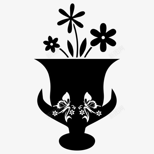 花瓶装饰品花图标svg_新图网 https://ixintu.com 器皿 花 花园 花瓶 装饰品 陶器