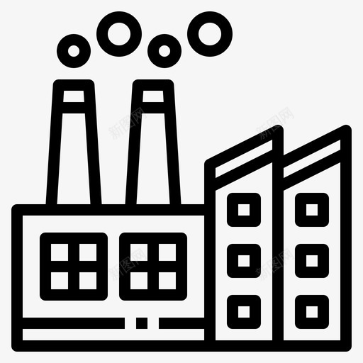 工厂能源工业图标svg_新图网 https://ixintu.com 工业 工厂 建筑 污染 能源