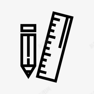 铅笔和尺子教育学校图标图标