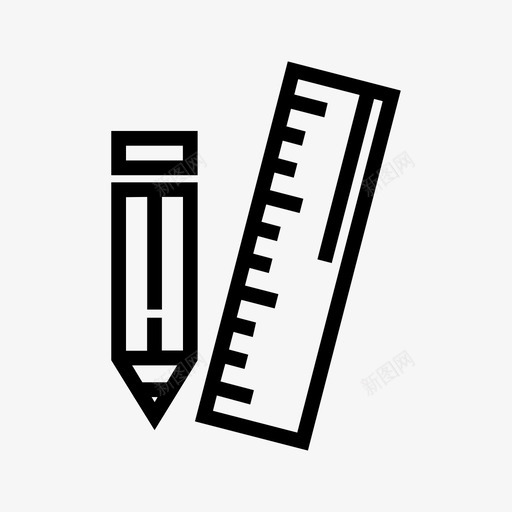 铅笔和尺子教育学校图标svg_新图网 https://ixintu.com 学校 教育 文具 铅笔和尺子