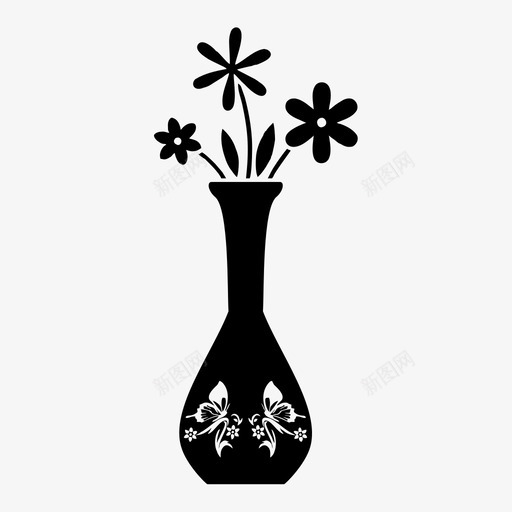 花瓶装饰品花图标svg_新图网 https://ixintu.com 器皿 花 花园 花瓶 装饰品 陶器