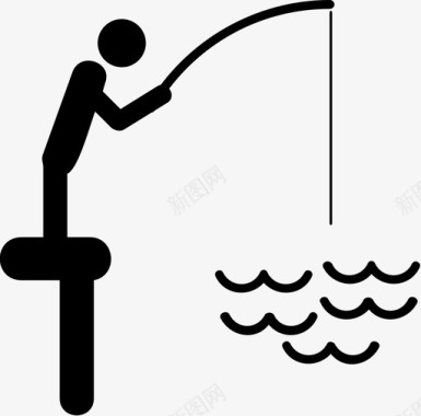 钓鱼捕鱼钓鱼竿图标图标