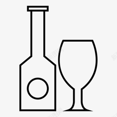 酒杯酒瓶派对图标图标