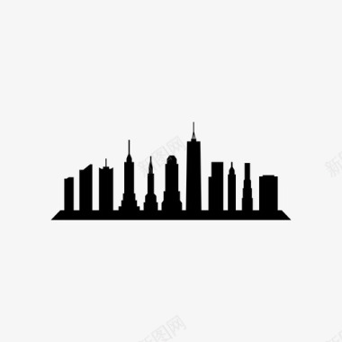 纽约天际线建筑摩天大楼图标图标