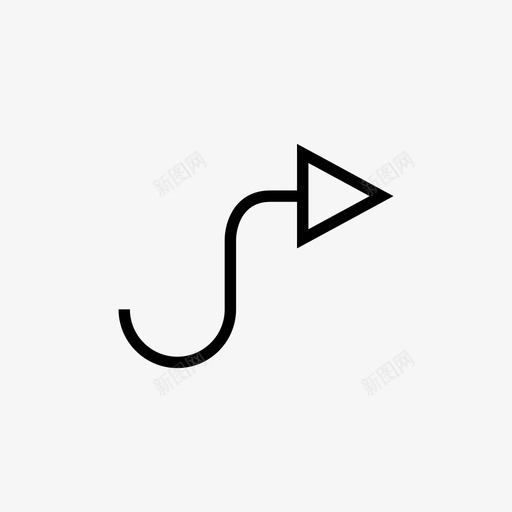 箭头折弯曲线图标svg_新图网 https://ixintu.com 导航 折弯 方向 曲线 箭头 箭头细线