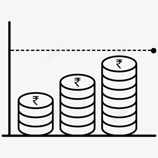 平均成本增长货币图标svg_新图网 https://ixintu.com 一堆硬币 增长 平均成本 货币