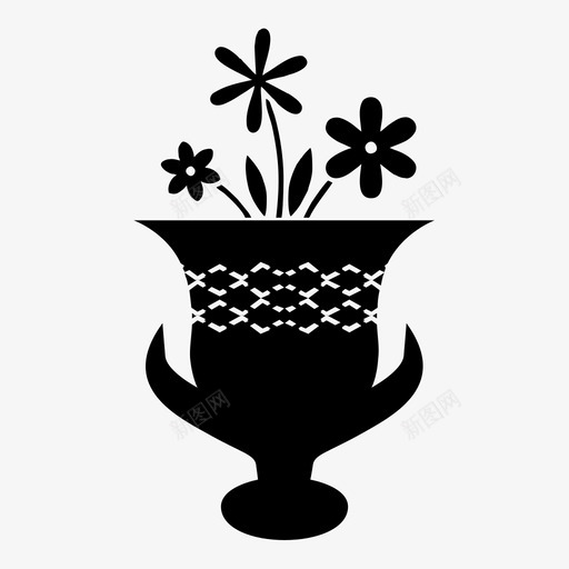 花瓶装饰品花图标svg_新图网 https://ixintu.com 器皿 花 花园 花瓶 装饰品 陶器