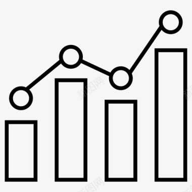 增长分析条形图图标图标