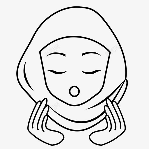 祈祷表情女孩图标svg_新图网 https://ixintu.com 伊斯兰教 头巾 头巾女孩表情 女孩 摩斯利姆 祈祷 表情